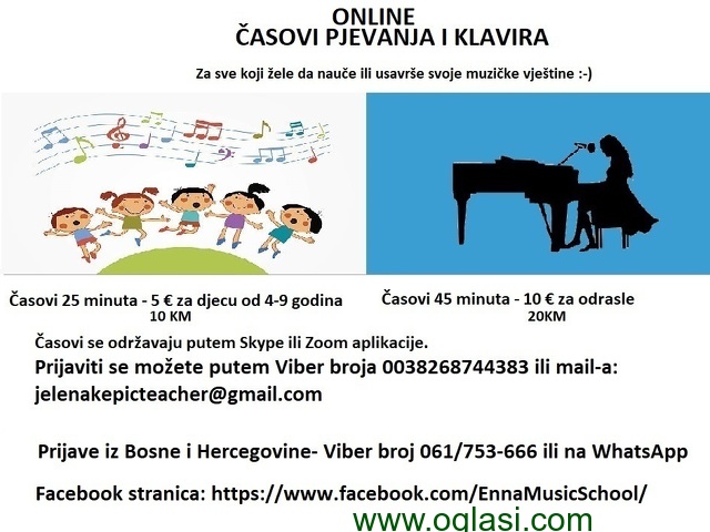 Online Časovi Pjevanja i Klavira za djecu i odrasle - 1