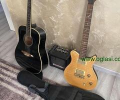 Prodajem dvije gitare jedna električna druga akustična i pojačalo.