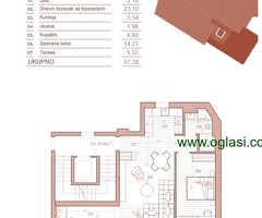 Centar, Dalmatinska, 2.0, 57,38 m2 novogradnja